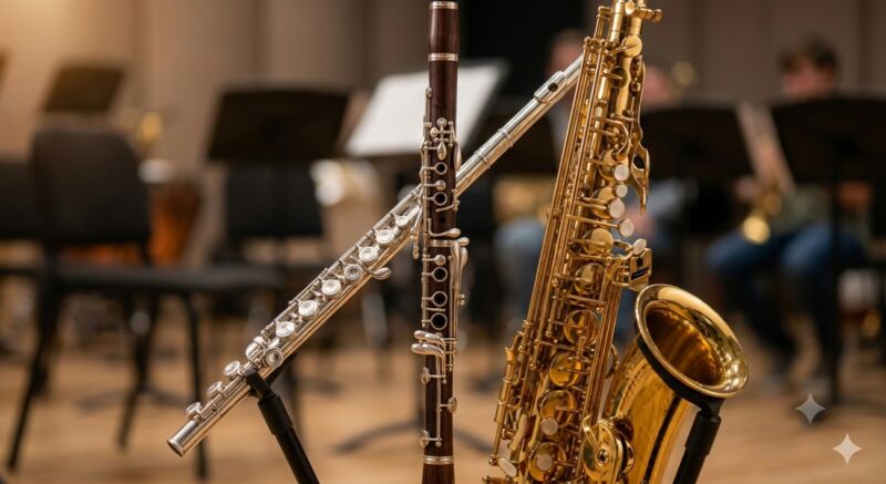 Flauta travesera, clarinete y saxofón